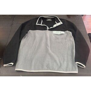 Southern Grit Large Fleece Pullover Jacket 1/4 Snap Grey Black Sweater
